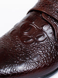 Self Textured Monk Strap Leather Shoe Dark Tan