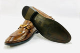 Premium Tan G-G Designer Leather Shoe