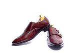 Textured Monk Strap Leather Shoe