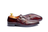 Textured Monk Strap Leather Shoe