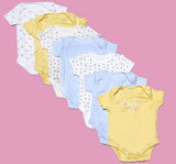 Pack of 7 - Super Soft Imported Pure Cotton Baby BodySuits ( Rompers )- DEBSS