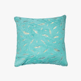 Turquoise Iris Gold Foil Cushion Cover